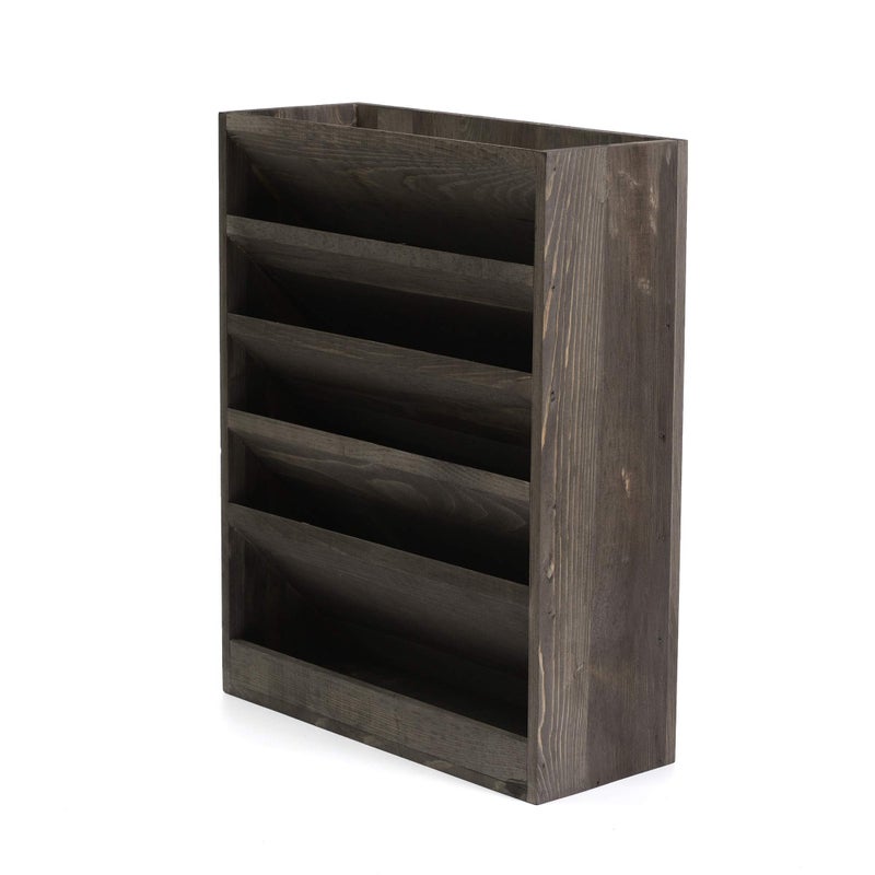 VERGOODR Vintage Rustic Wooden 5 Slot Office Desk or Distressed Torched Wood Wall Mounted Hanging Document Filing Organizerï¼ŒMagazine Rackï¼ŒMail Holder Organizer Display Stand - Image 2